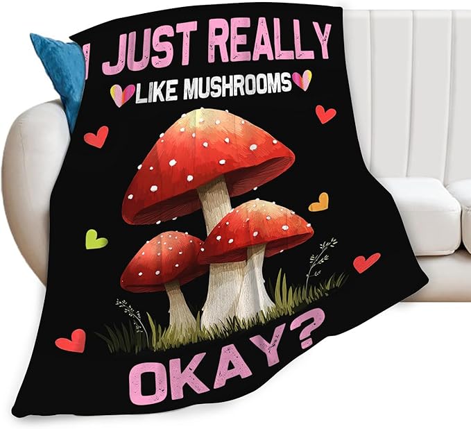 Red Mushroom Blanket for Girls Women Boys Men Adults Kids Soft Cozy Fleece Mushrooms Lovers Throw Blankets Gifts Warm Flannel Plush Lightweight Decor for Couch Bed Sofa 80"X60"