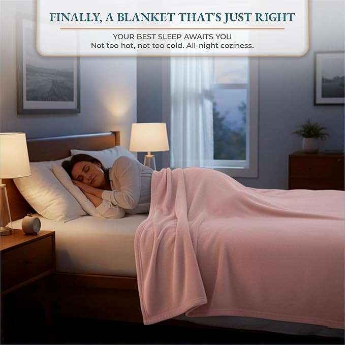 Casa Platino Fleece Blanket King Size – 300 GSM Pink Fleece Throw for Bed or Couch – Soft Cozy Warm Holiday Bed Blanket for Winter, Fuzzy Plush Elegant Gifts for Women - 108x90 Inch