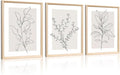 HesenDot 12x16in Botanical High Framed Wall Art Set of 3, Minimalist Line Drawing Plant Canvas Prints, Neutral Modern Nature Wall Decor for Living Room Bedroom Bathroom Office