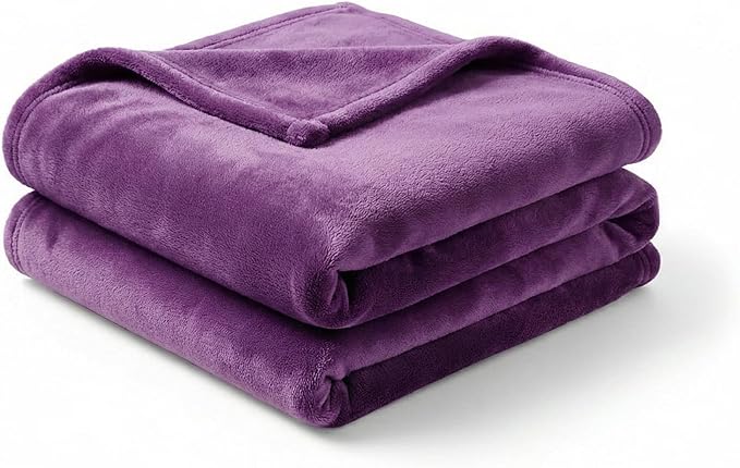 Fleece Blanket Full/Queen - 80x90 Inch Lightweight & Buttery-Soft Throw for Bed, Sofa, Camping | 300GSM Cloud-Touch Microfiber | Cozy Essentials for Travel & Movie Nights, (Purple)