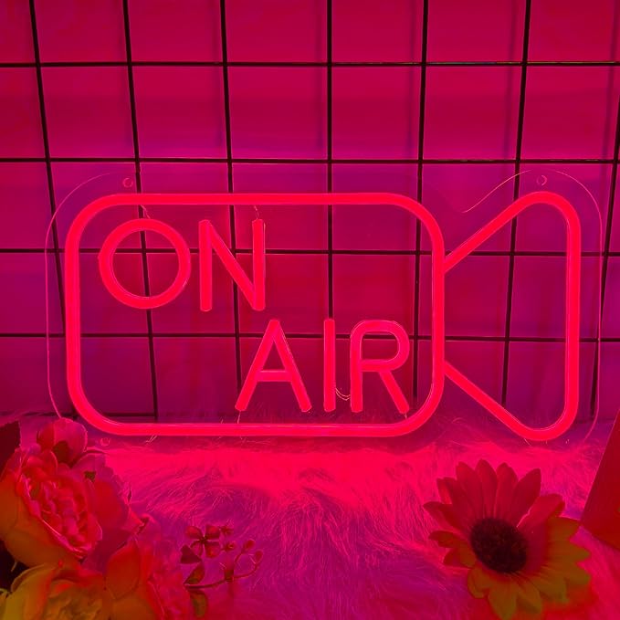 On Air Neon Sign for Wall Decor, USB Powered On Air Led Light Sign, Recording Light Sign for Bedroom Room, Game Room, Broadcasting Room, Music Studio, Play Room