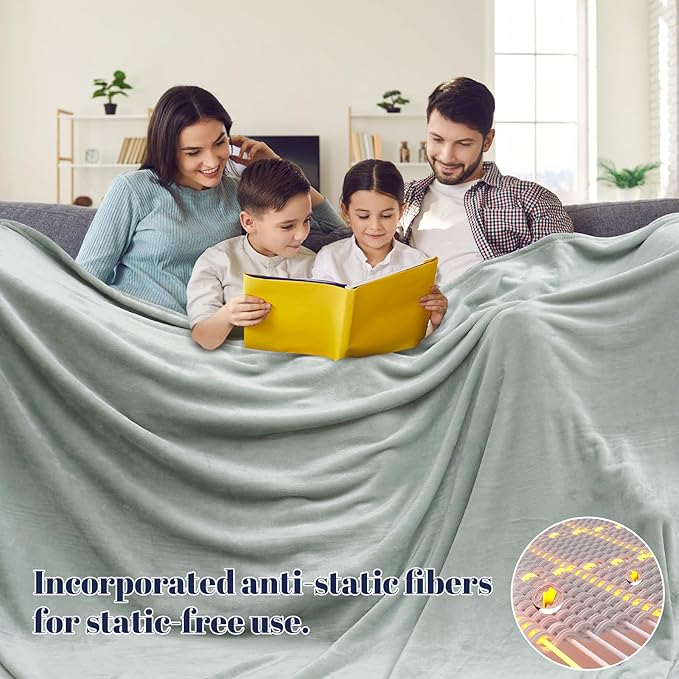 PHF Oversized King Big Fleece Blanket 120"x120", No Shed No Pilling Extra Large Soft Blanket, Giant 10'x 10' Lightweight for Bed, Sofa Travel and Camping, Suitable for All Season, Sage Green