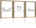Ronasip Sweet Dreams Wall Decor for Bedroom Set of 3 Framed Wall Art for Farmhouse Rustic Home Master Bedroom Decor (11”x14”, Brown)