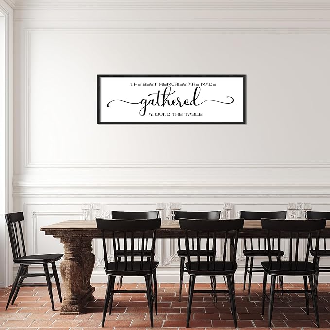 The Best Memories Are Made Gathered Around The Table Wall Decor: Farmhouse Kitchen Wall Art Framed Large Rustic Kitchen Sign Modern Dining Room Wall Decor Hanging Wall Plaques 16"x48"