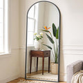 NEWBULIG Arched Full Length Mirror 71.1"x25" for Bedroom, Full Body Mirror with Stand, Hanging or Leaning for Wall, Aluminum Alloy Thin Frame Floor Standing for Living Room, Long, Deep Black