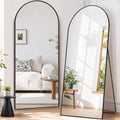 Full Length Mirror 68"x26" Full Body Mirror Arched Free Standing Wall Mounted Leaning Floor Mirrors with Stand Aluminum Alloy Frame for Bedroom Cloakroom, Black