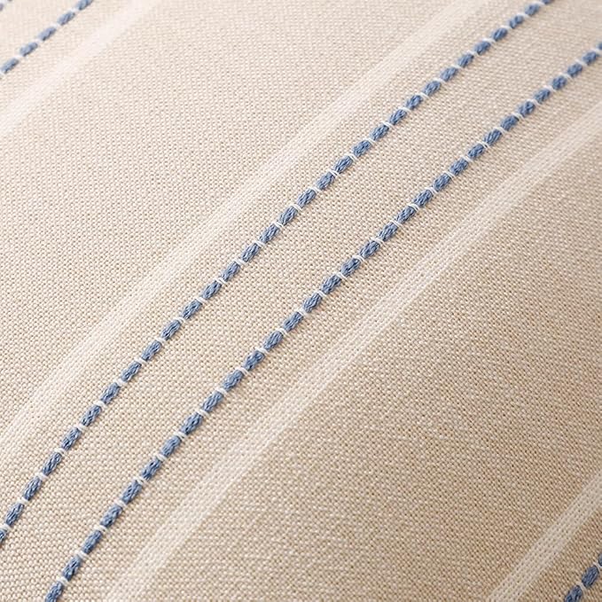 Hckot Throw Pillow Covers 20x20 Set of 2 Blue Pillow Covers Farmhouse Decorative Pillows Textured Linen Square Cushion Covers for Sofa Couch Bed Living Room Decor(Dusty Blue)
