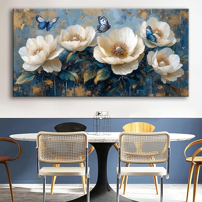 Flowers Canvas Wall Art - Modern landscape Paintings for Living Room, Bedroom Wall Decor, Framed Wall Art for Home or Office Decoration, Large Wall Art 60x30in