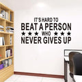 AnFigure Gym Quotes Wall Decals: Inspirational Office Vinyl Art Wall Stickers for Garage Classroom School Workspaces - It's Hard to Beat A Person Who Never Gives Up 28.6"X15"