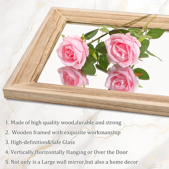 AAZZKANG Full Length Door Mirror Wooden Frame Large Mirrors for Wall 47"x16" Rectangular for Bedroom Living Room Bathroom Dressing Room Home Entryway