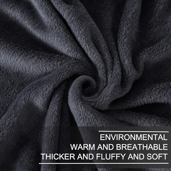 Polar Fleece Throw Blankets Travel Size for The Bed Extra Soft Brush Fabric Super Warm Sofa Throw Blanket 50" x 61"(Dark Grey Travel)