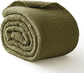 100% Cotton Muslin Blanket Large 50" x 70", Breathable and Lightweight Cotton Throw Blankets for Bed and Couch, Soft Cooling Summer Gauze Blanket for Adults All Season, Olive Green