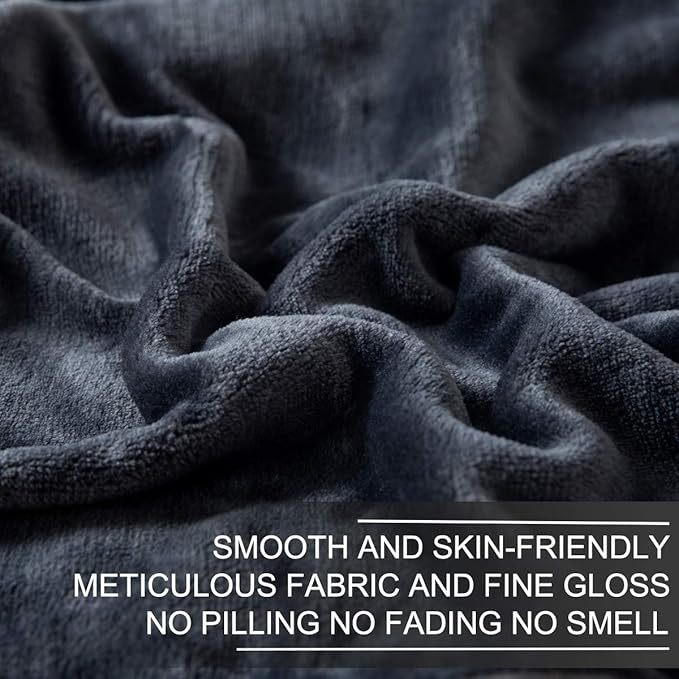 Polar Fleece Throw Blankets Travel Size for The Bed Extra Soft Brush Fabric Super Warm Sofa Throw Blanket 50" x 61"(Dark Grey Travel)