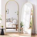 Full Length Mirror 64"x21" Full Body Mirror Arched Free Standing Wall Mounted Leaning Floor Mirrors with Stand Aluminum Alloy Frame for Bedroom Cloakroom, Gold