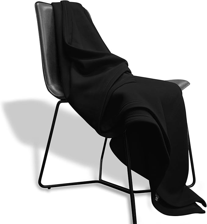 MV Sport Lightweight Sweatshirt Blanket Throw � Warm & Cozy, Breathable Oversized Fleece Knit, Couch, Bed, Travel, Cold Nights, and Outdoors � Soft Light Weight Blanket 54"" x 84"" Black