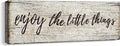 Quotes Wall Decor Enjoy the Little Things Sign Family Wall Signs Canvas Prints Rustic Wooden Wall Art Wood Pictures for Living Room Bedroom Office Home Decor, 8 X 24 Inch Framed
