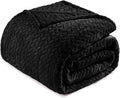 Exclusivo Mezcla Fleece Twin Size Blanket for Bed, 60x80 Inches Soft Cozy Jacquard Flannel Blankets, Lightweight Fuzzy Plush Warm for Women, Black