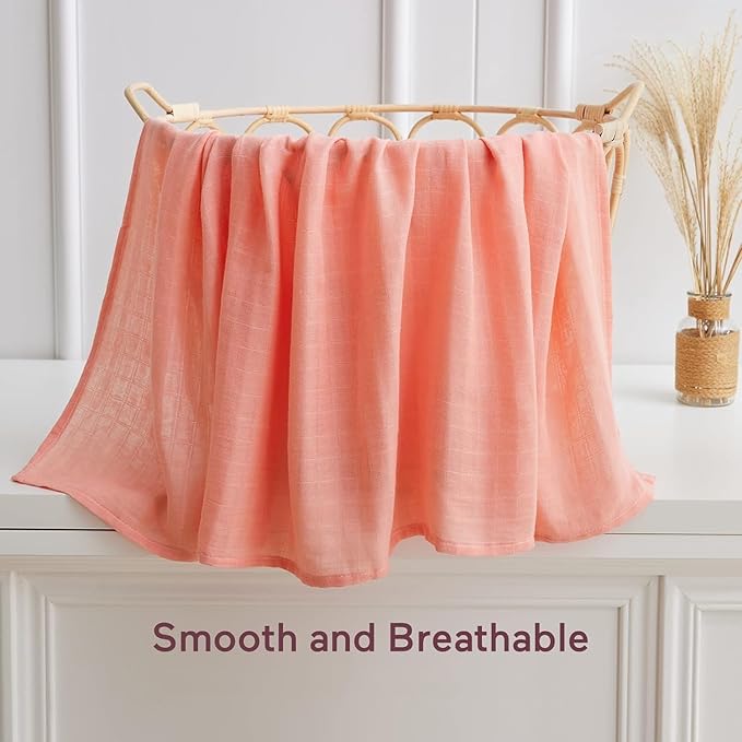 Momcozy Muslin Swaddle Blankets, 4-Pack Breathable and Skin-Friendly Receiving Blankets, Best Wishes Swaddle Blanket Shower Gifts & Baby Girl Newborn Essentials, Large 47"x47", Blooming Dream