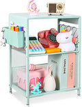 Mint Green Kids Nightstand, Small Nightstand for Bedroom, End Table with Hooks and Holder, Toddler Bedside Table, Desk Organizer for Office, Small Desk for Living Room, Dorm (Mint)