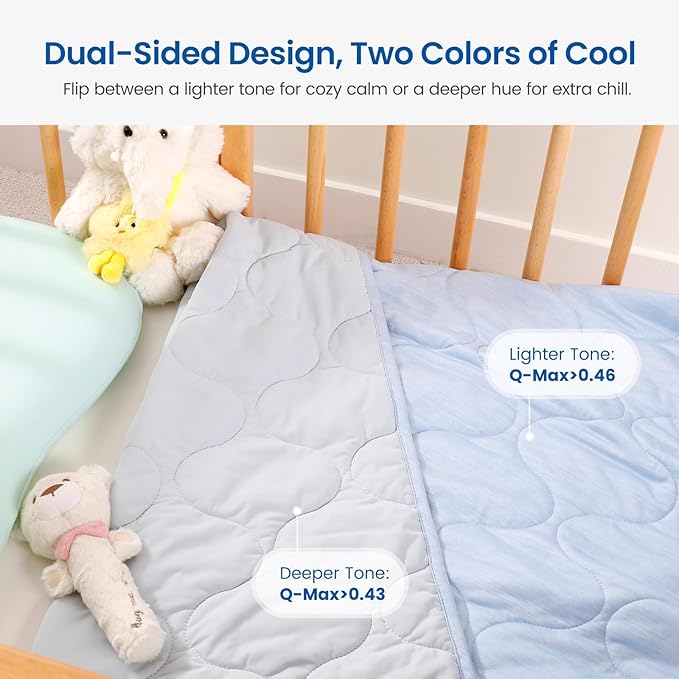 Cozy Bliss Cooling Dual-Sided Blanket for Hot Sleepers, Q-Max>0.46 Lightweight Soft Breathable Bed Blanket, Double Side Cooling Throw for Night Sweats (Cool Blue, 40"x60")