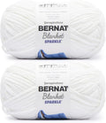 Bernat Blanket Sparkle White Yarn - 2 Pack of 10.5oz/300g - Polyester - #6 Super Bulky - 220 Yards - Knitting & Crochet