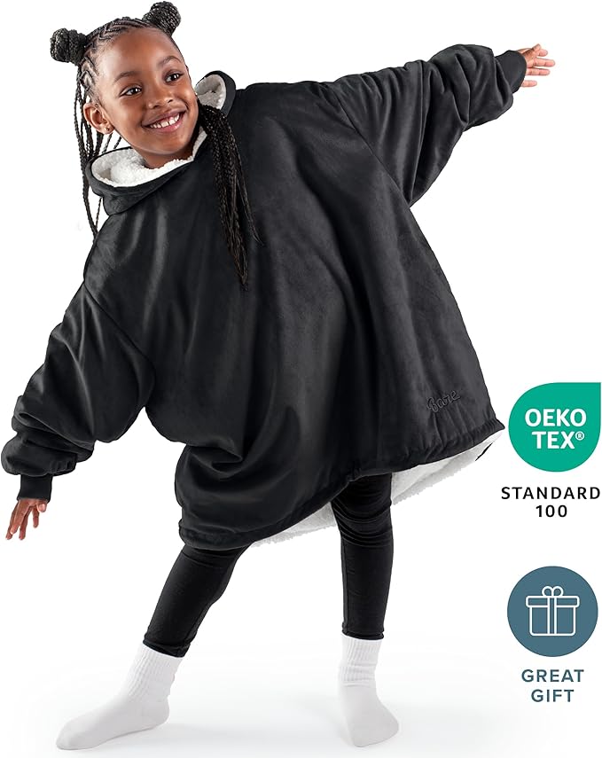 Bare Home Wearable Blanket Hoodie - Soft Plush Sherpa - Warm and Cozy - Oversized Wearable Blanket - Adult & Kid Sizes