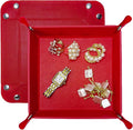UnionBasic Small Valet Tray, Jewelry Tray for Rings Watches Earrings, Entryway Catchall Caddy for Coins Keys Change, Nightstand Bedside Valet Holder, Trays for Electronic Gadgets, Red