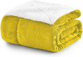 MOONLIGHT20015 Gold Sherpa Fleece Twin Blanket - (Ochre, 60X80 Inches) Warm and Fluffy Blankets for Winter - Reversible Thick and Cozy Twin Size Blankets for Bed, Camping and Travel