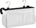 White Bedside Caddy Storage Bag Bedside Organizer for Bunk Bed Headboards College Hanging Storage Organizer 6 Pockets with Hooks for Drinks Magazine Phone Holder