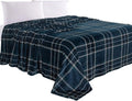 Elegant Comfort Luxury Velvety Feel Blanket, All-Season Lightweight Blanket, Ultra Plush, Soft, Cozy-Fuzzy Flannel Fleece for Couch, Sofa, Bed, Travel, Plaid Design, Full/Queen, Navy