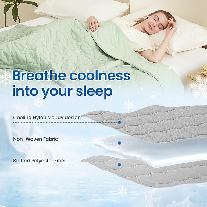Cozy Bliss Cooling Dual-Sided Blanket for Hot Sleepers, Q-Max>0.46 Lightweight Soft Breathable Bed Blanket, Double Side Cooling Throw for Night Sweats (Sage Green, 80"x90")