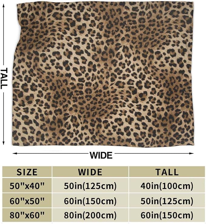 Cheetah Leopard Print Throw Blanket Ultra-Soft Cozy Leopard Decor Fleece Blankets Lightweight Cheetah Blanket for Couch Sofa Bedding Home Decor (60" L x 50" W, Leopard)