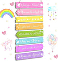 Inspirational Girl Room Decor Aesthetic Art Wall Hanging Sign Inspiring Colorful Rainbow Wooden Decoration for Kids Teens Toddler Boy Baby Bedroom Nursery Dorm Decor, 6-12 Years old(Unicorn)