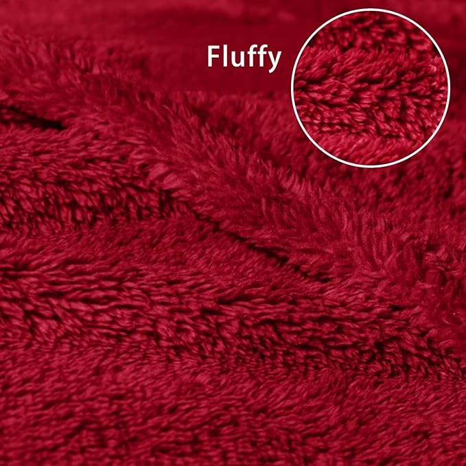 Exclusivo Mezcla King Size Blanket for Bed, Super Soft Velvet Plush Fleece Blankets, Fuzzy Cozy and Warm for Winter, 90x104 Inches, Deep Red