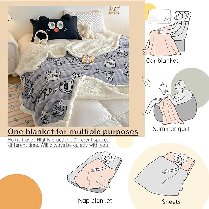 King Size 90"x108" Reversible Fleece Throw Blanket - Ultra Soft Warm for Bed/Couch - Cozy Home Decor,Birthday Gift for Women Girl