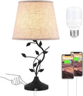 Kakanuo USB Touch Table Lamp Bedside Lamp with USB C Charging Ports for Living Room, Beige 3 Way Dimmable Traditional Nightstand Lamp Retro Table Lamp for Bedroom and Office (LED Bulb Included)