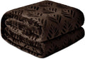Exclusivo Mezcla Fleece Throw Blanket for Couch, Super Soft and Cozy Blankets All Season Use, Leaves Pattern, Plush Fuzzy Lightweight, Coffee, 50x60 Inch