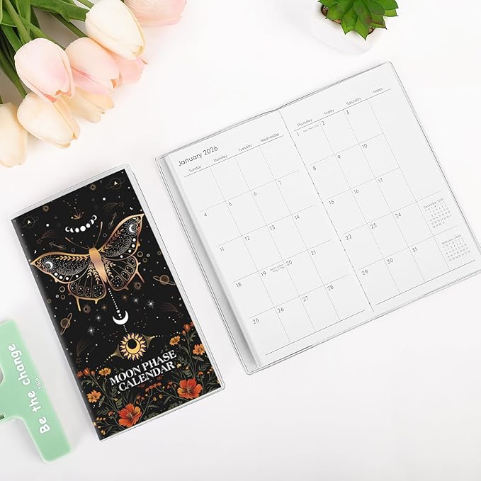 Pocket Calendar 2026-2027, Moon Phase Monthly Planner 2026-2027 - 3.7" x 6.7" - Runs from January 2026 Until December 2027, Lunar Calendar 2026 for Planning and Organizing