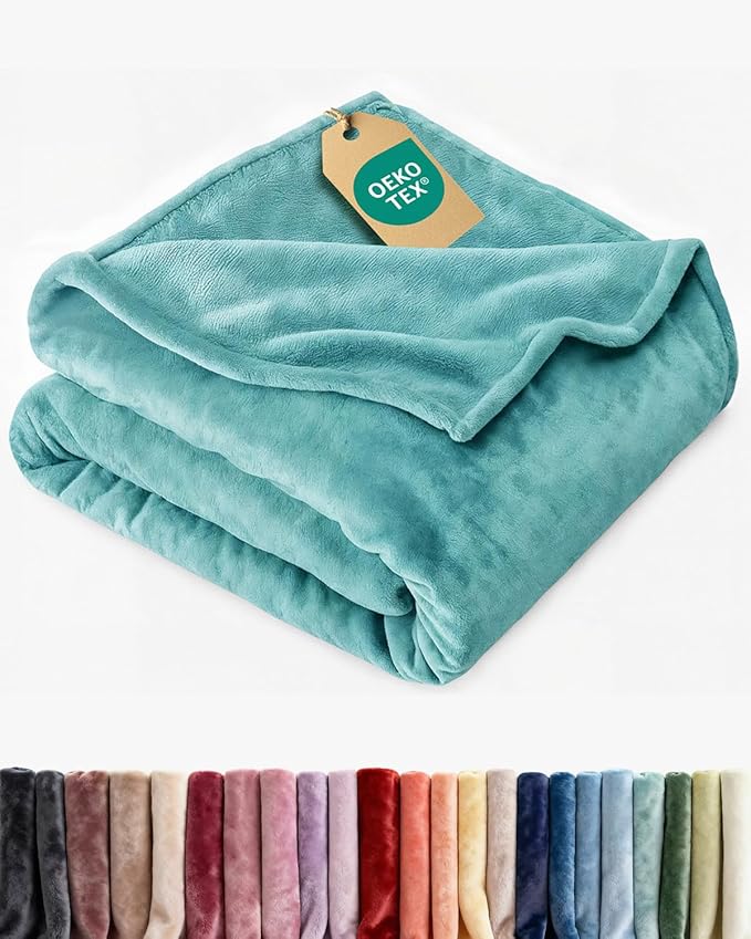 Ultra Soft Fleece Blanket Throw Size - Flannel Fleece Luxury Throw Blanket Lightweight for Couch Bed Chair - Thick, Warm & Breathable - All Season Cozy Fuzzy, Anti-Static Microplush Bedding, Turqoise