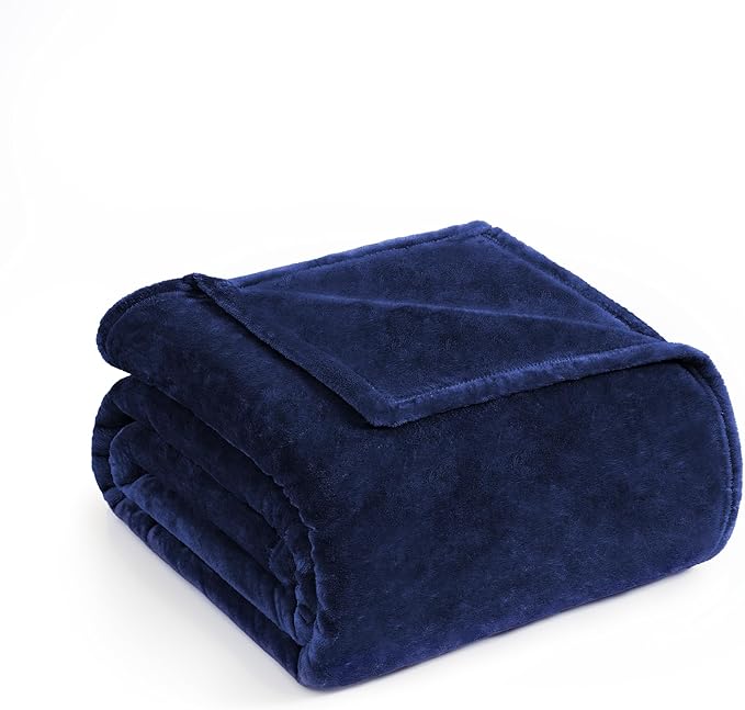 Casa Platino Fleece Blanket Queen Size – 300 GSM Navy Blue Fleece Throw for Bed or Couch – Soft Cozy Warm Holiday Bed Blanket for Winter, Fuzzy Plush Elegant Gifts for Men & Women - 90x90 Inch