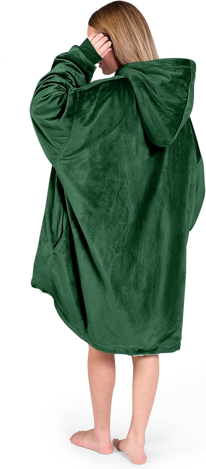 Bare Home Wearable Blanket Hoodie - Soft Plush Sherpa - Warm and Cozy - Oversized Wearable Blanket - Adult & Kid Sizes