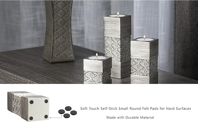 Creative Scents Dublin Silver Small Tealight Candle Holder Set of 3 - Centerpiece for Living Room and Dining Room Table Decor, Coffee Table Decor, Ideal for Fireplace, Entrance or Bathroom