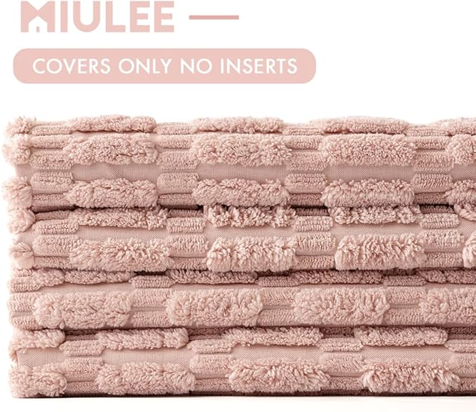 MIULEE Pack of 4 Pink Valentines Corduroy Decorative Spring Throw Pillow Covers 18x18 Inch Soft Boho Striped Pillow Covers Modern Farmhouse Home Decor for Sofa Living Room Couch Bed