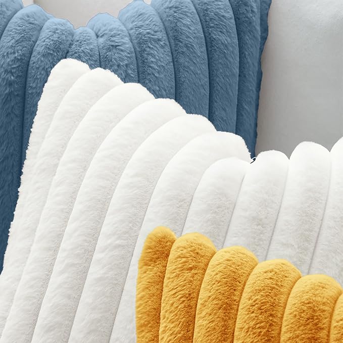 MIULEE Faux Fur Decorative Throw Pillow Covers 20x20 Inch Set of 2, Modern Spring Home Decor Soft Plush Couch Pillows Cozy Fluffy Cushion Covers for Sofa Bed White