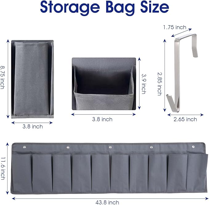 2 Pcs RV Shoe Pockets 10 Pockets Heavy Hanging Bedside Storage Organizer Bedside Shoe Organizer with Sturdy Hooks Storage Pocket Hangs on bed for Shoes Toys and Tool Accessories