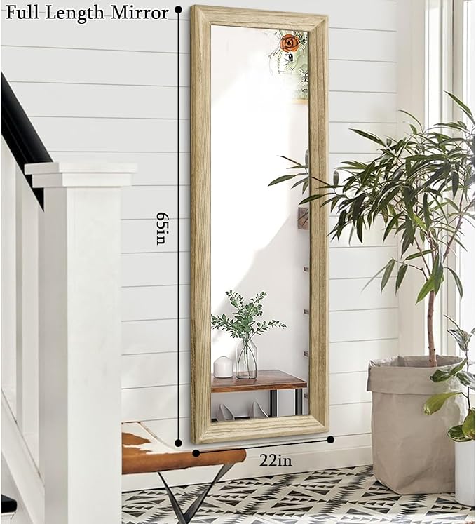 AAZZKANG Full Length Door Mirror Wooden Frame Large Mirrors for Wall 65"x22" Rectangular for Bedroom Living Room Bathroom Dressing Room Entryway