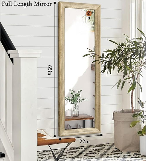 AAZZKANG Full Length Door Mirror Wooden Frame Large Mirrors for Wall 65"x22" Rectangular for Bedroom Living Room Bathroom Dressing Room Entryway