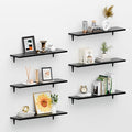 SKYSEN Floating Shelves for Wall Set of 6, 23.6in Wood Wall Shelf for Decor, Bathroom, Bedroom, Storage, Book,Kitchen, Living Room - Black(fs-60-b)