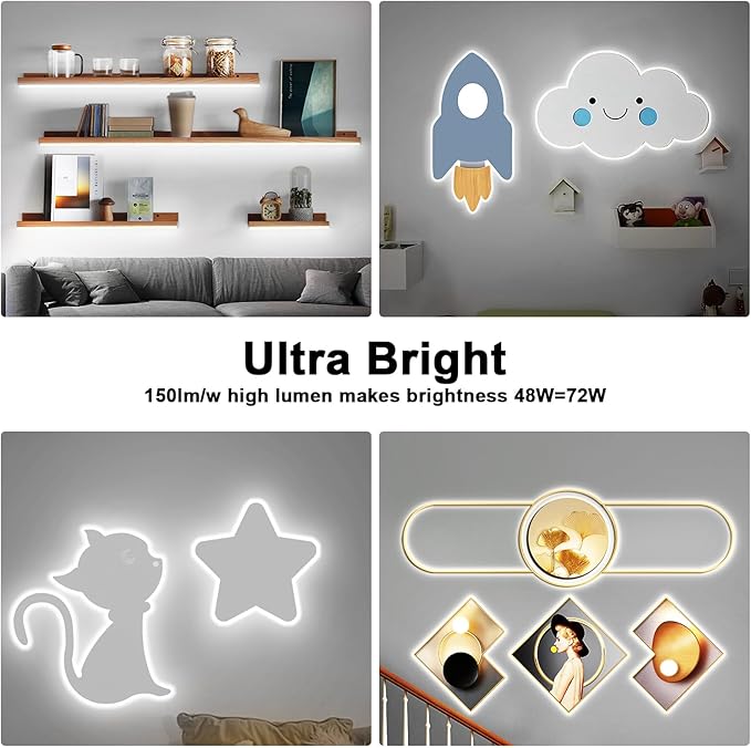 32.8ft 6500K White COB Led Strip Light with RF Remote, Dimmable Ultra Bright Daylight White COB Light Strip, Indoor Led Lights for Kitchen, Bedroom, Cabinet