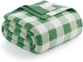 Snuggle Sac St.Patrick's Day Blanket for Couch, Super Soft Cozy Warm Knit Netural Decorative Fluffy Blankets, Reversible Buffalo Plaid Microfiber Throws for Sofa Bed, Plaid Green, 50x60 Inches